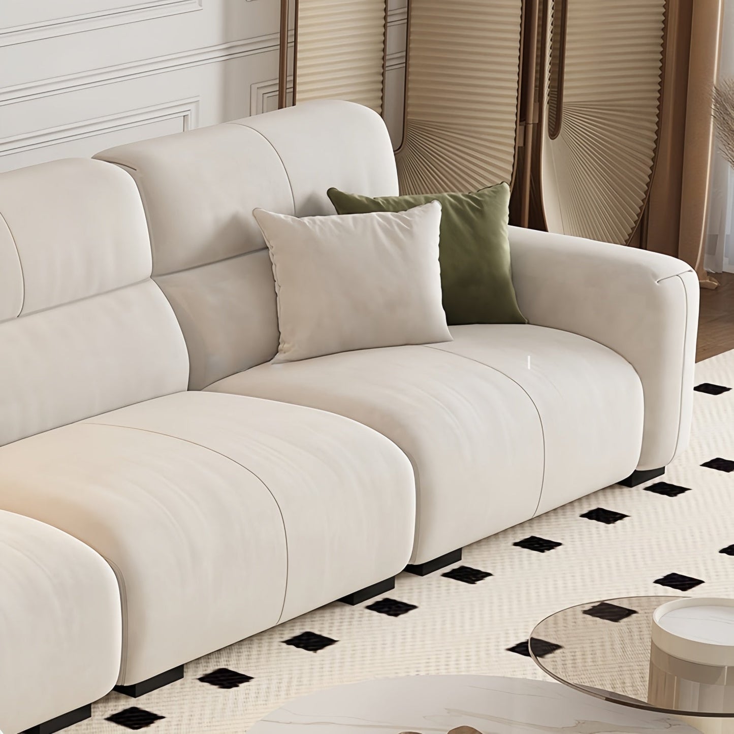 ABC HOME Wood Beige Sectional Sofa | Contemporary Style