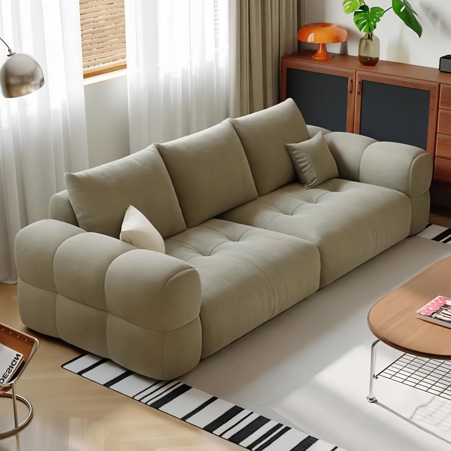 ABC HOME Sofa: Wood Beige Cloud