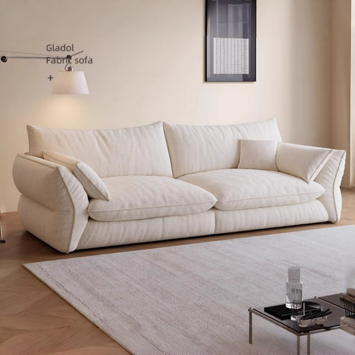 ABC HOME Wood White Cloud Sofa | Contemporary Style