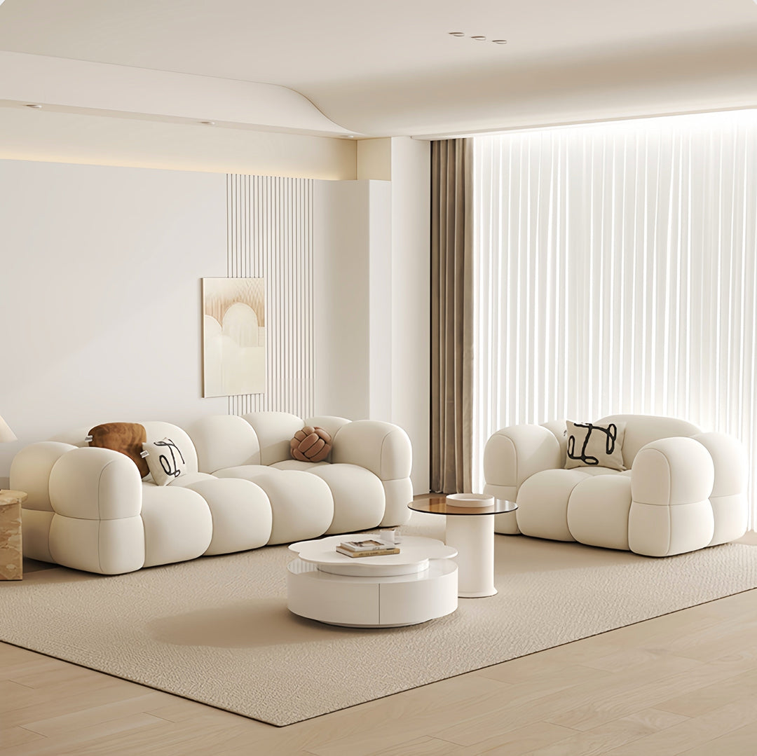 ABC Home Light Luxury Fabric Cloud Shaped Sofa set for Livingroom