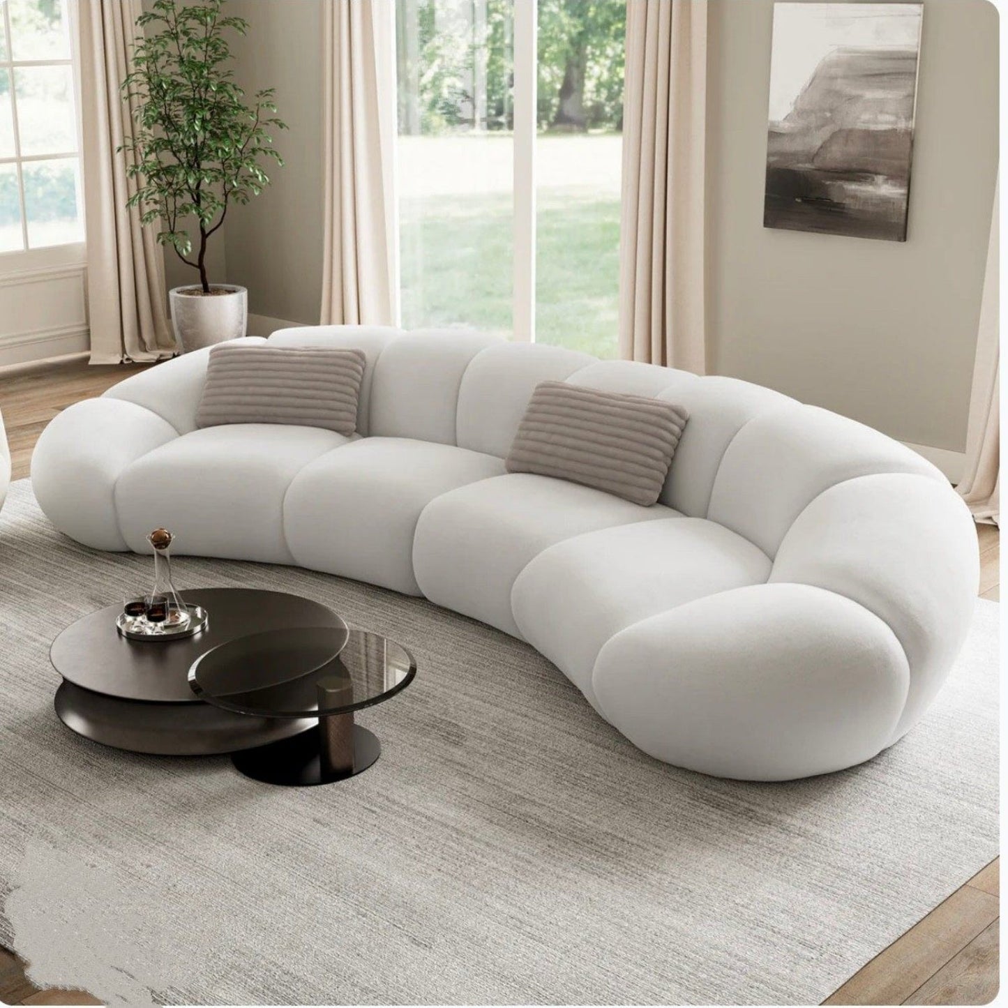 ABC HOME Sofa with Wood & White