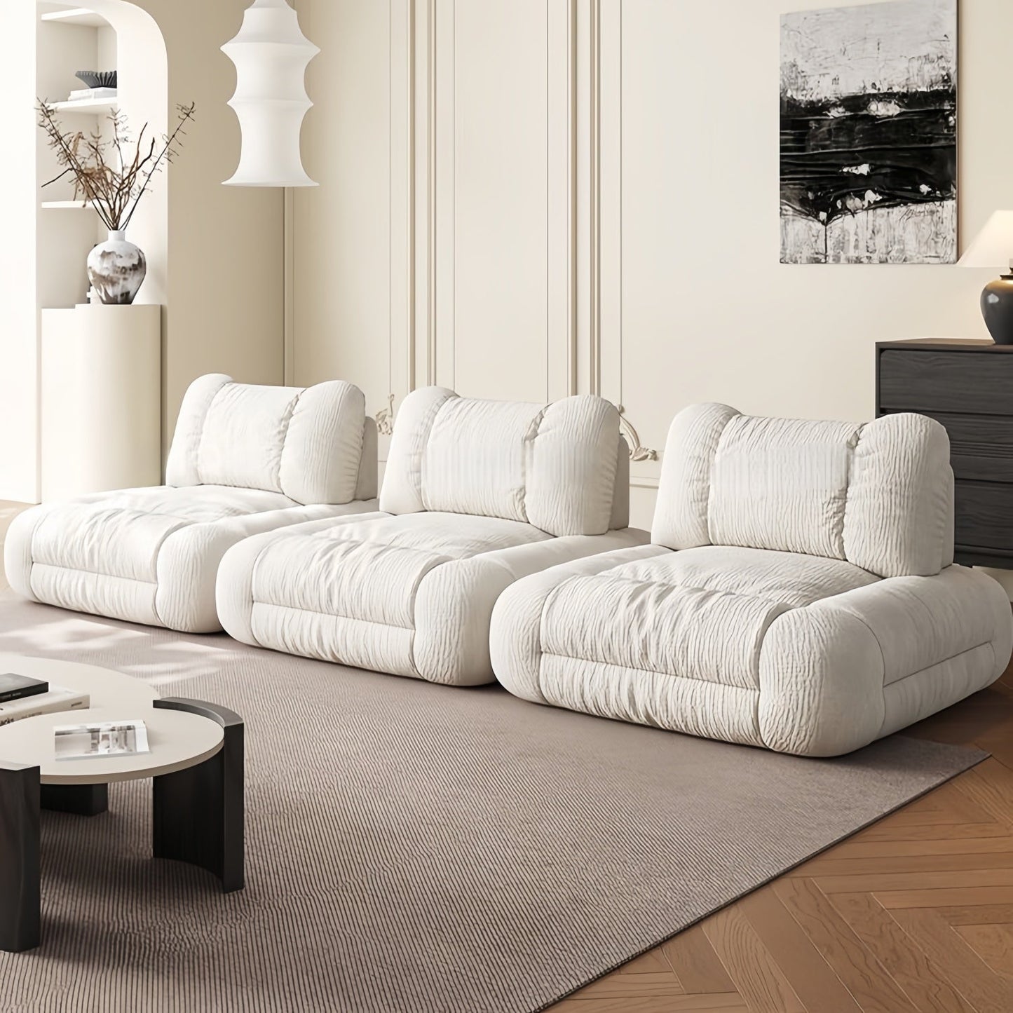 ABC HOME Sofa: Wood White Cloud