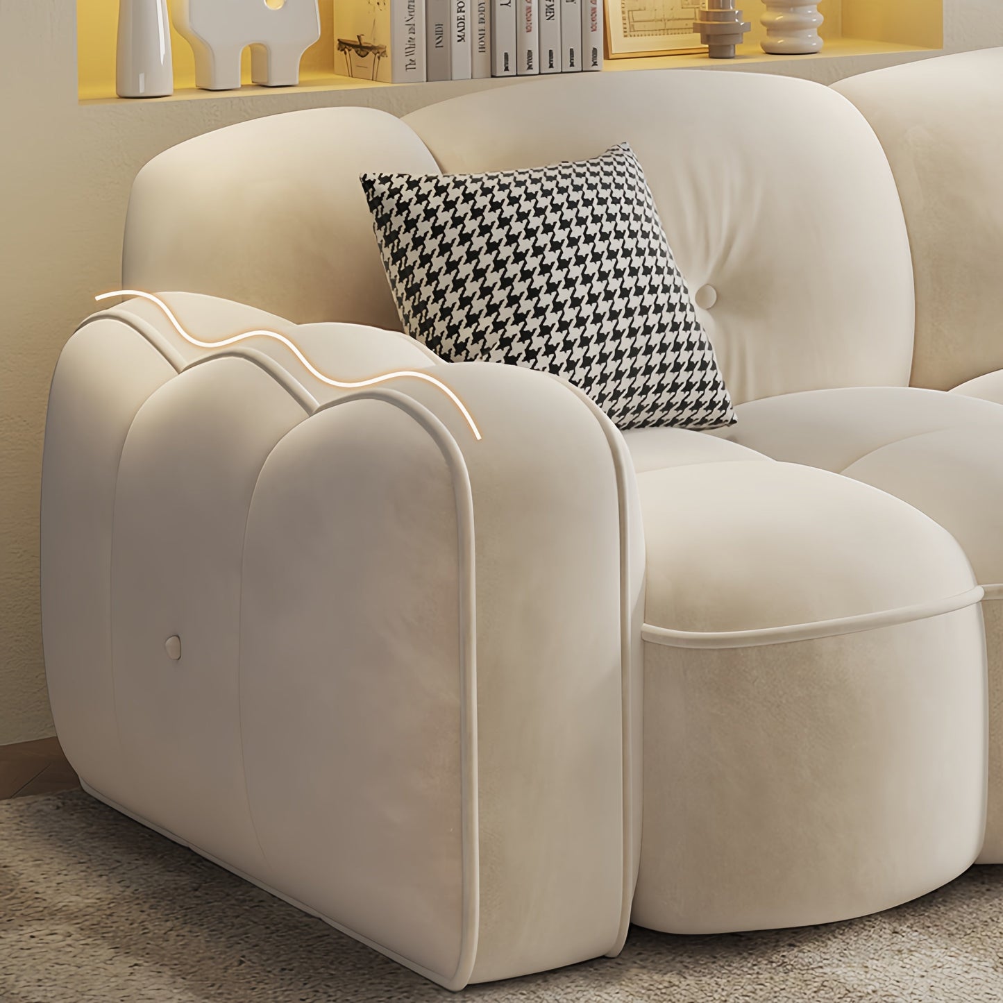 ABC Home Fleece Fabric Overstuffed Multifunction Sofa set for Livingroom Office