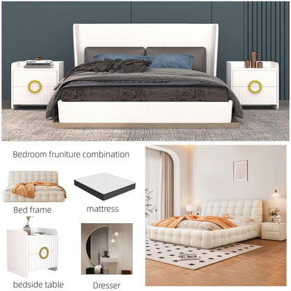 ABC HOME Bed: Bedroom Furniture Bed Frame with Mattress Bedside table Dresser in Dubai showroom