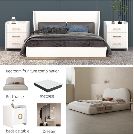 ABC HOME Bed: Bedroom Furniture Bed Frame with Mattress Bedside table Dresser in Dubai showroom