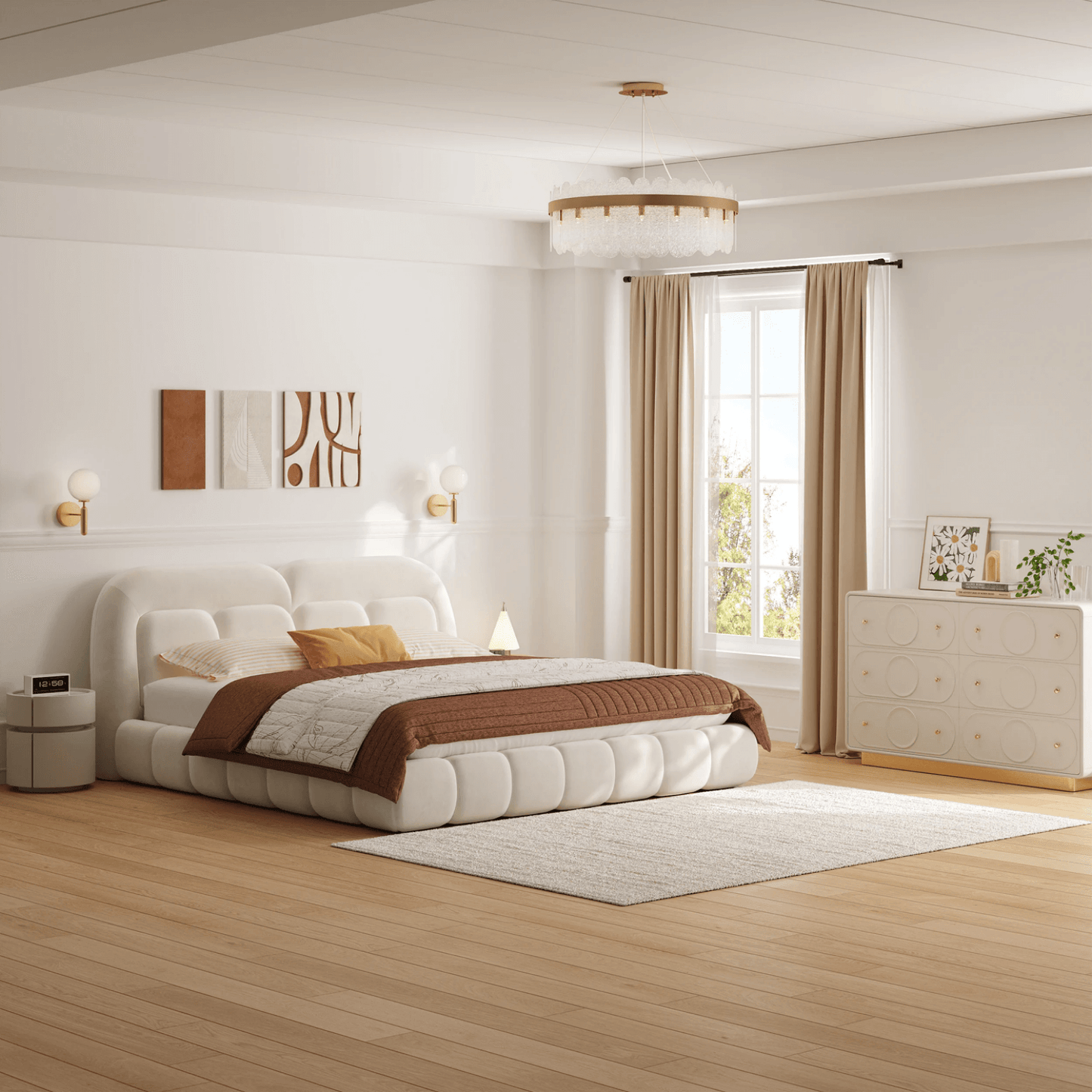 ABC HOME Bed: Bed Frame Modern Velvet King Queen Size for bedroom Without Mattress in Dubai sho