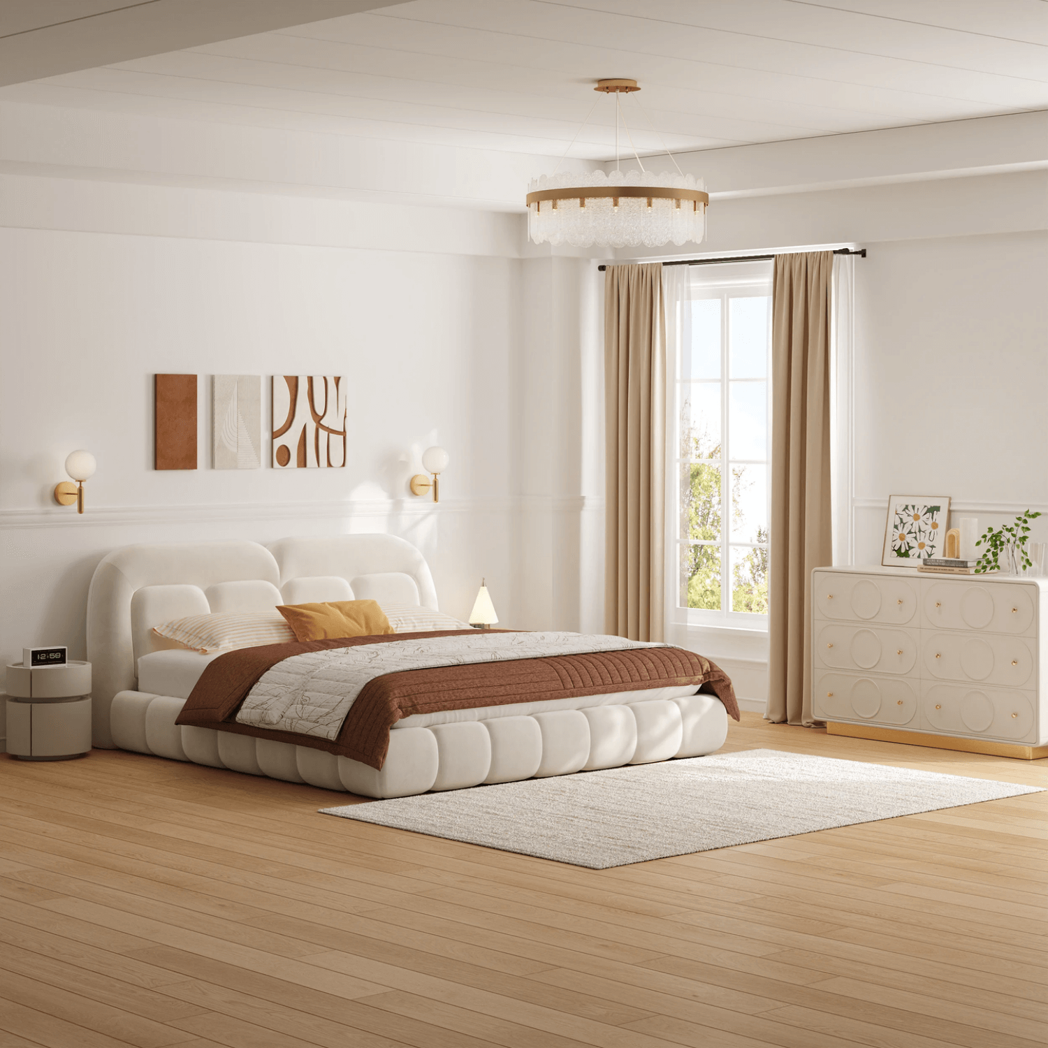 ABC HOME Bed: Bed Frame Modern Velvet King Queen Size for bedroom Without Mattress in Dubai sho