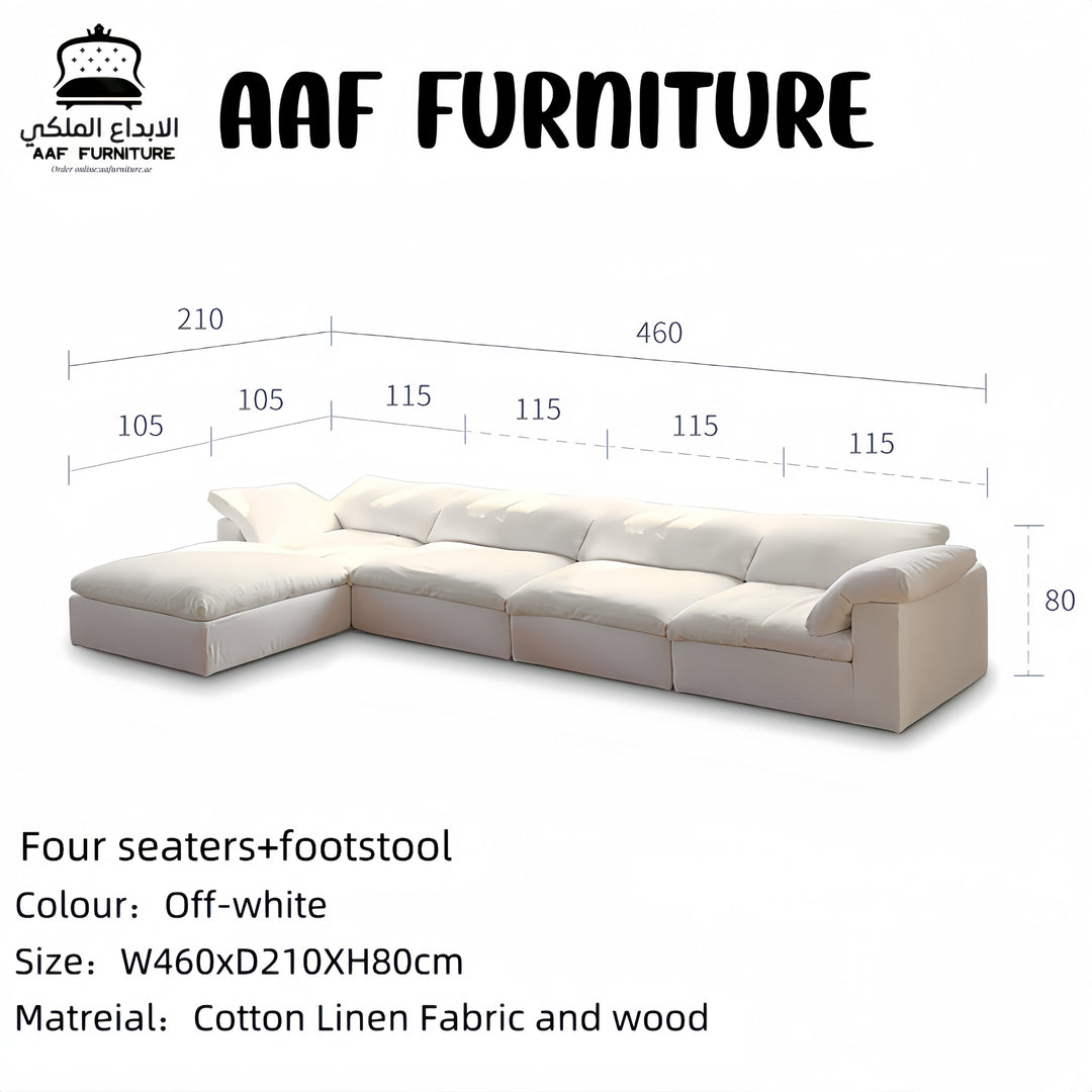 ABC Home Light Luxury Linen Cotton  Fabric Cloud Shaped Sofa set for Livingroom
