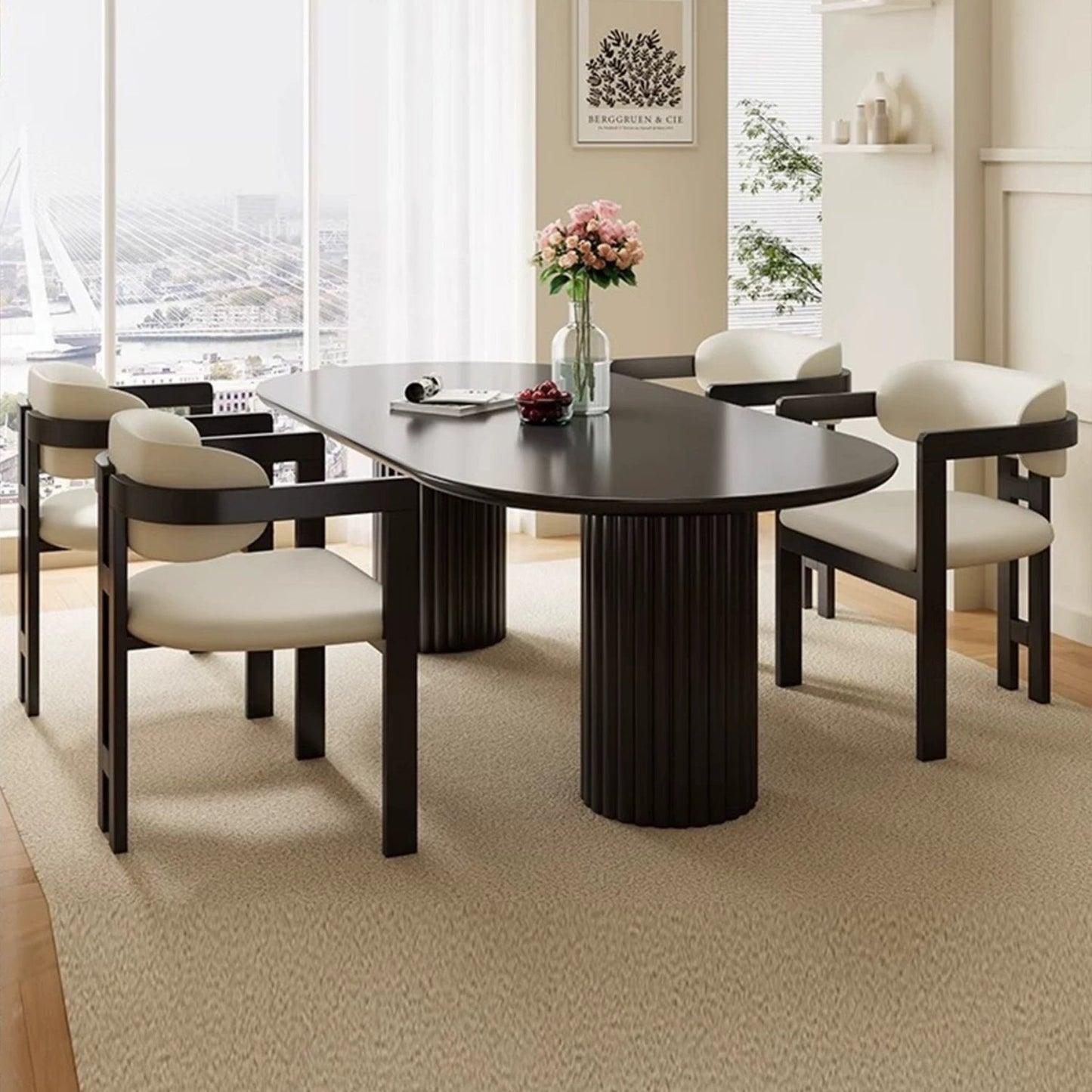 ABC HOME Linen Walnut Wood Chair | Contemporary Style