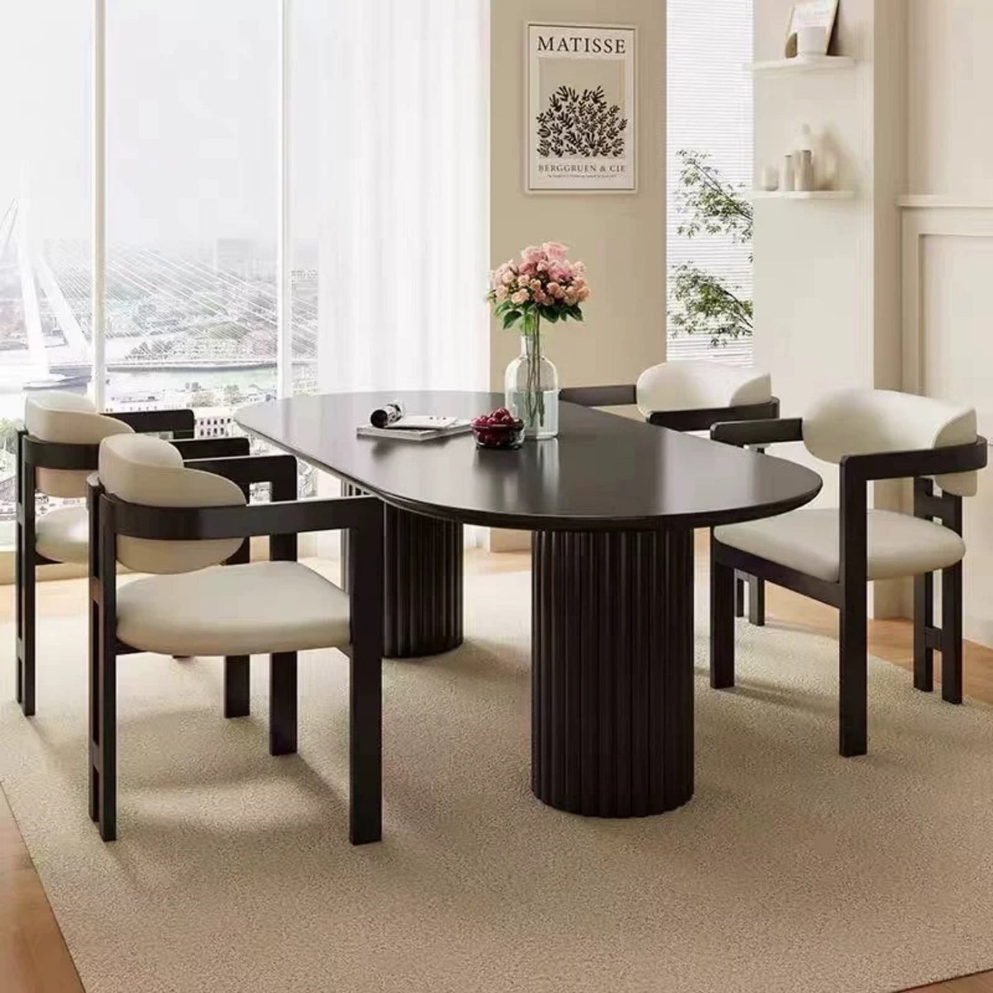 ABC HOME Linen Walnut Wood Chair | Contemporary Style