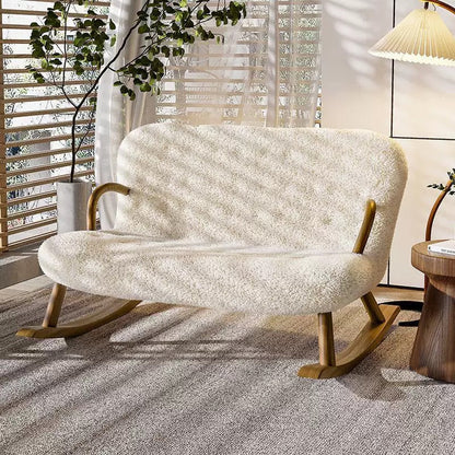 ABC HOME Chair: Sherpa Linen Wood