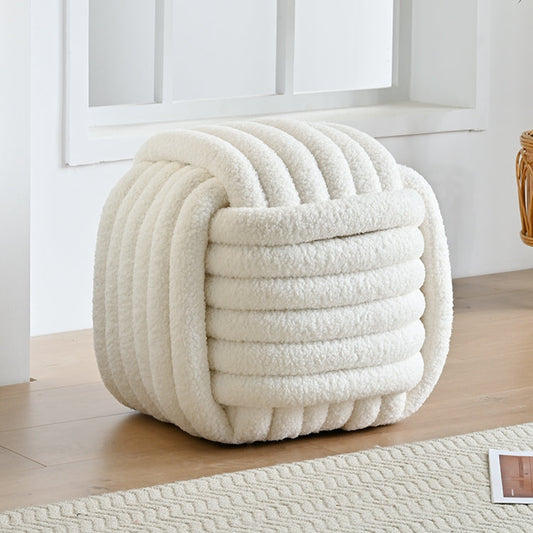 ABC HOME Chair: Plush Weaving Square Shaped Accent Stool for Living Room in Dubai showroom
