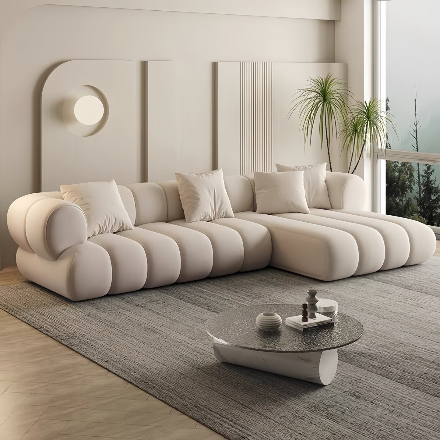 ABC Home Fleece Fabric Overstuffed Multifunction Sofa set for Livingroom Office