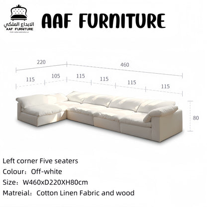 ABC Home Light Luxury Linen Cotton  Fabric Cloud Shaped Sofa set for Livingroom