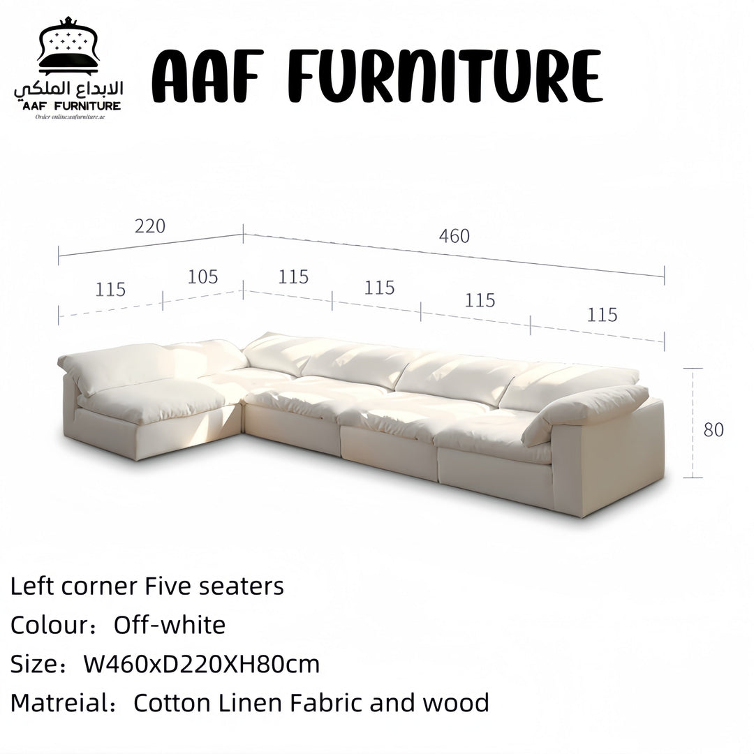 ABC Home Light Luxury Linen Cotton  Fabric Cloud Shaped Sofa set for Livingroom