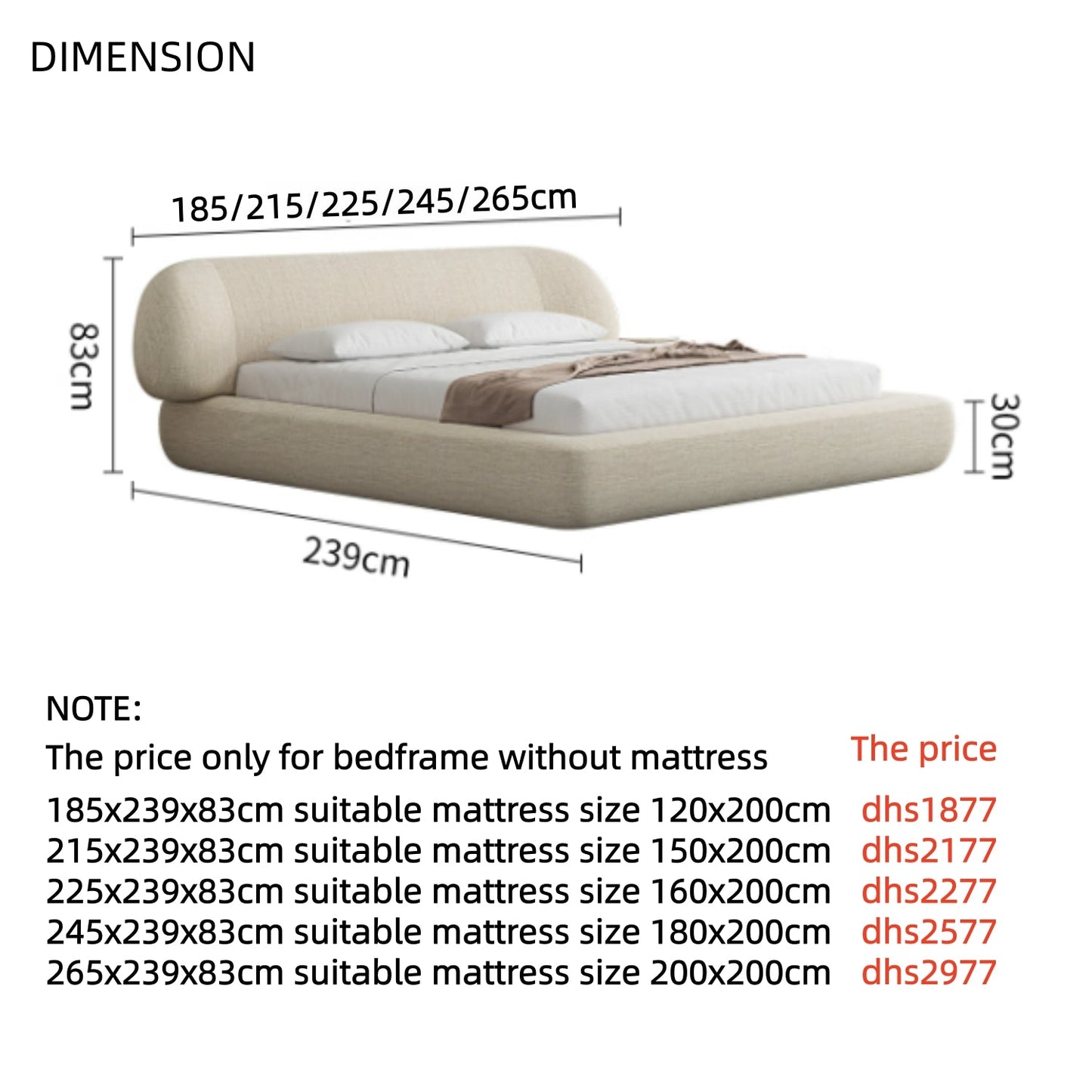 ABC HOME Mattress with Linen & Velvet