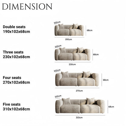 ABC Home Light Luxury Fabric Cloud Shaped Sofa set for Livingroom
