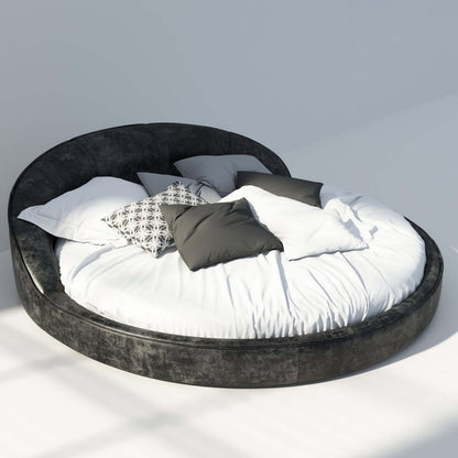 ABC HOME Bed Frame Modern Velvet King Queen Size for bedroom Without Mattress with pillows in soft fabric.
