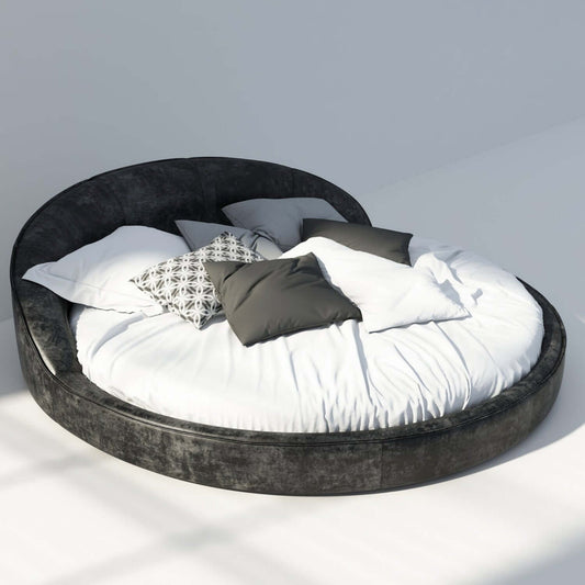 ABC HOME Bed Frame Modern Velvet King Queen Size for bedroom Without Mattress with pillows in soft fabric.