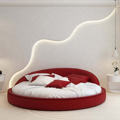 ABC HOME Bed Frame Modern Velvet King Queen Size for bedroom Without Mattress in a stylish red design.