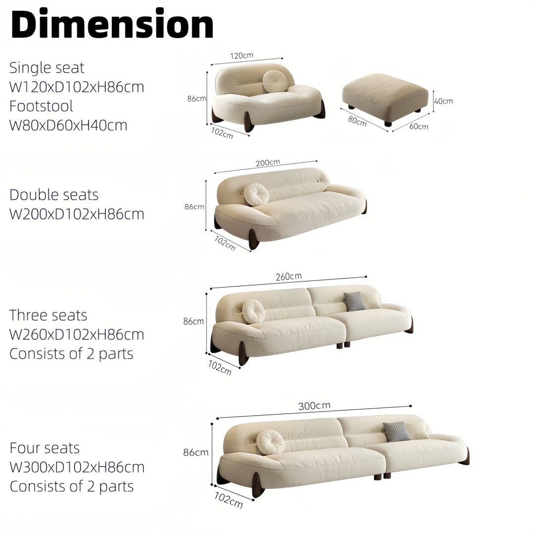 ABC Home Light Luxury Fabric Cloud Shaped Sofa set for Livingroom