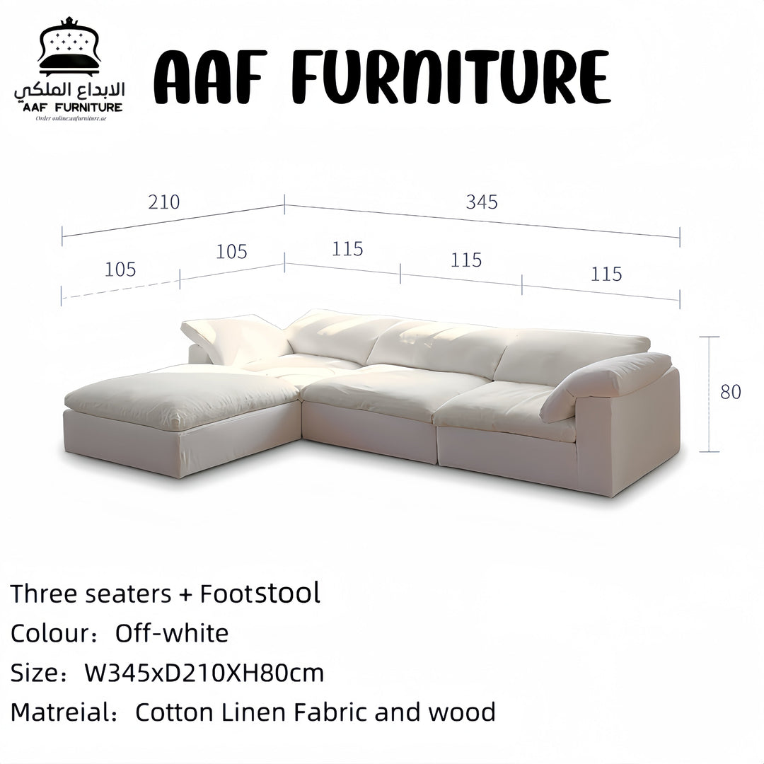 ABC Home Light Luxury Linen Cotton  Fabric Cloud Shaped Sofa set for Livingroom