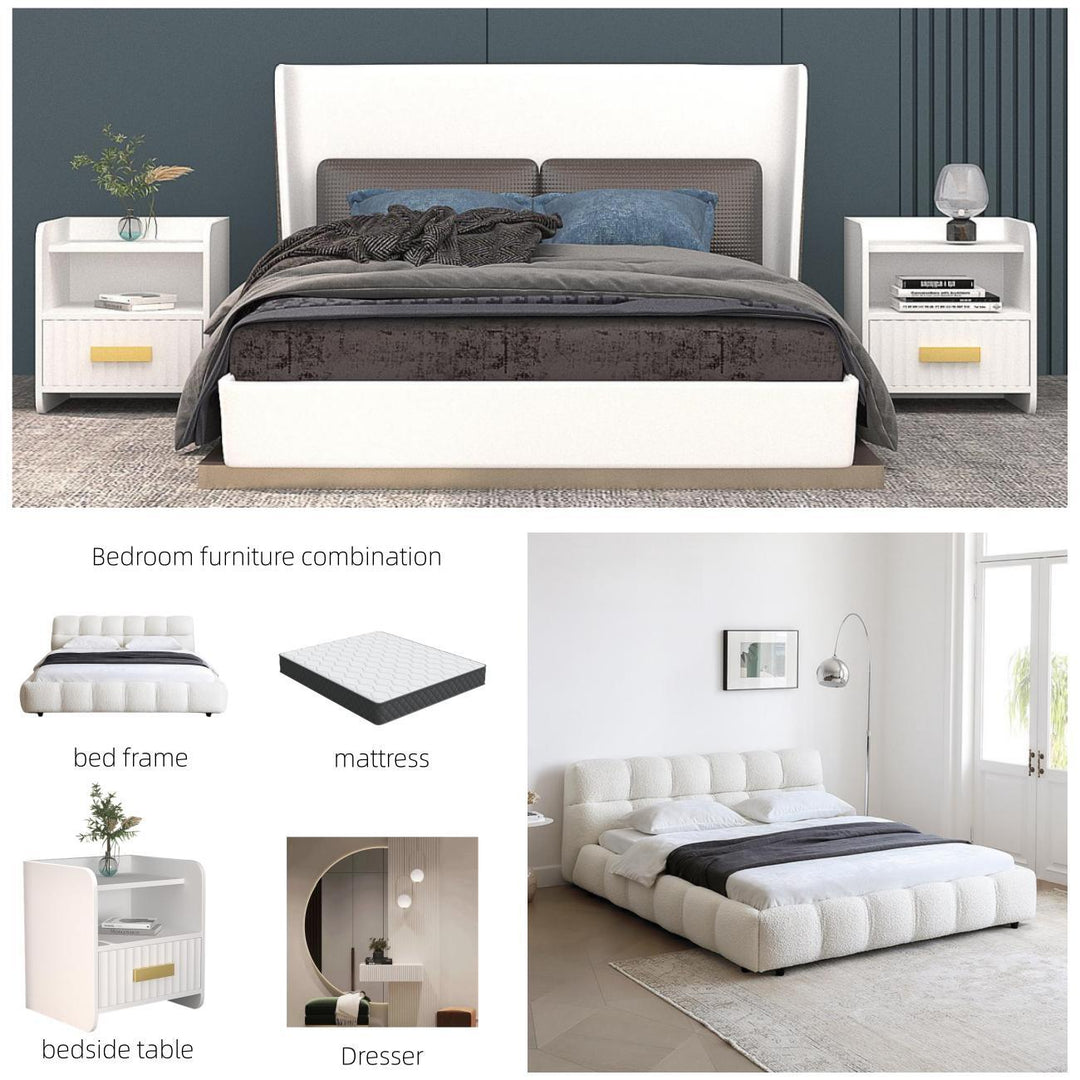 ABC Home Bedroom Furniture Bed Frame with Mattress Bedside table Dresser