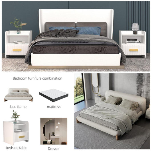 ABC HOME Bed: Bedroom Furniture Bed Frame with Mattress Bedside table Dresser in Dubai showroom
