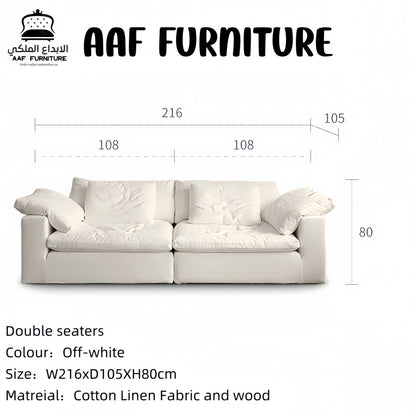 ABC Home Light Luxury Linen Cotton  Fabric Cloud Shaped Sofa set for Livingroom