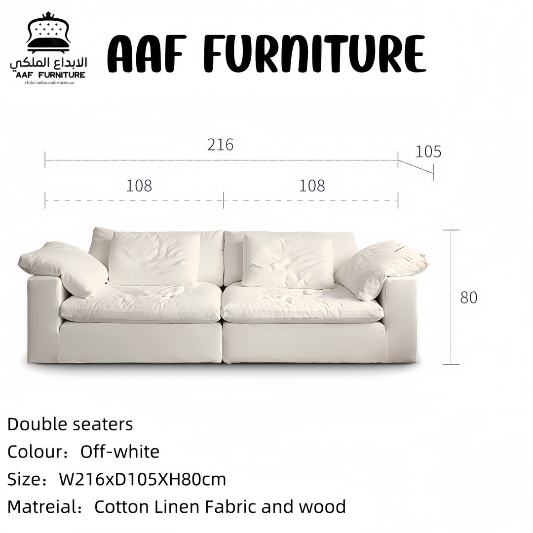 ABC Home Light Luxury Linen Cotton  Fabric Cloud Shaped Sofa set for Livingroom