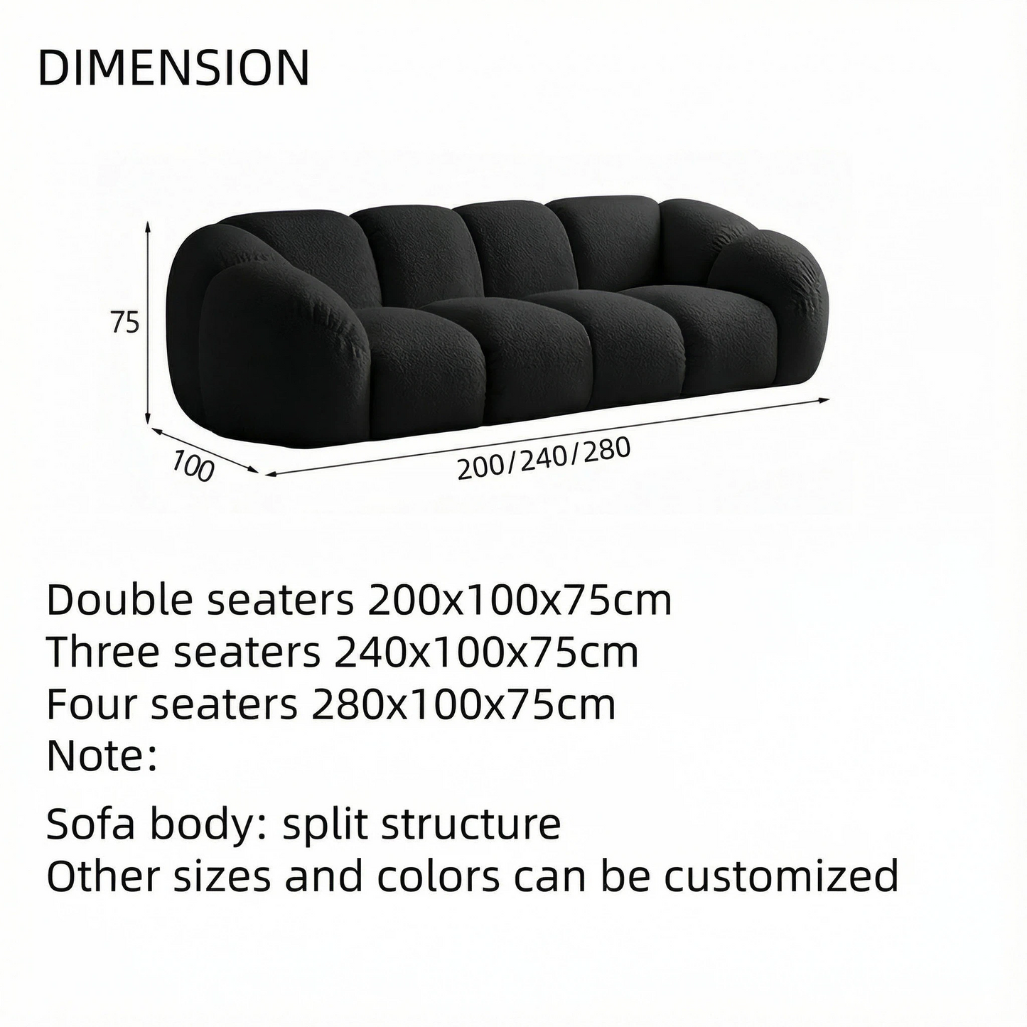 ABC HOME Sofa with Wood & Black