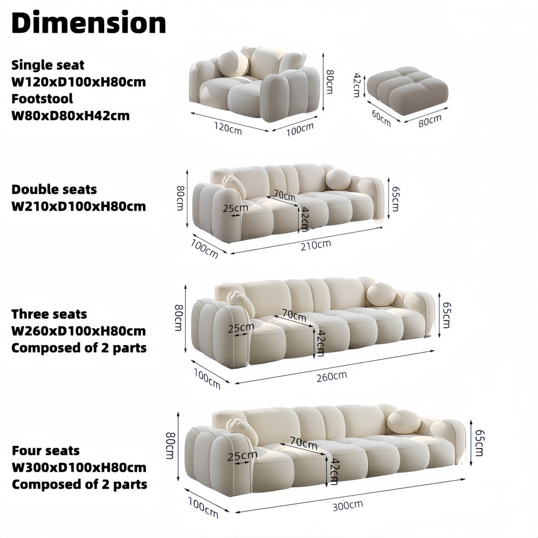 ABC Home Light Luxury Fabric Cloud Shaped Sofa set for Livingroom