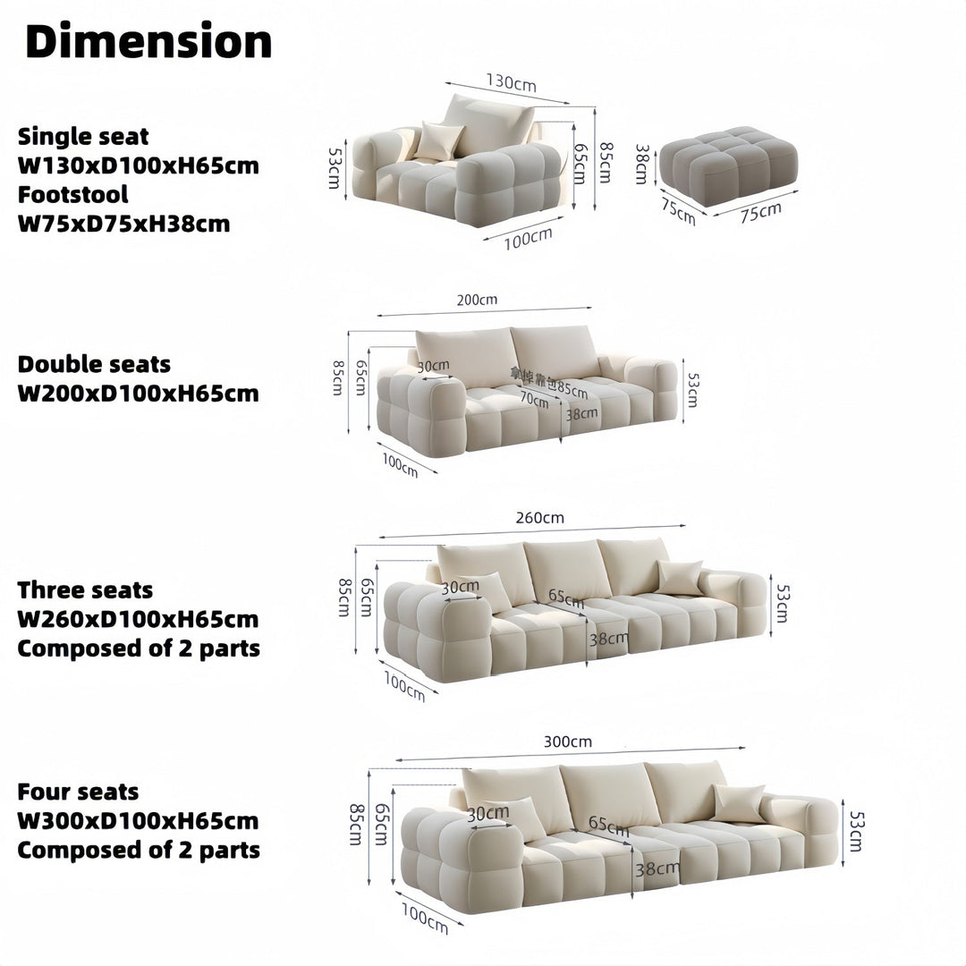 ABC Home Light Luxury Fabric Cloud Shaped Sofa set for Livingroom