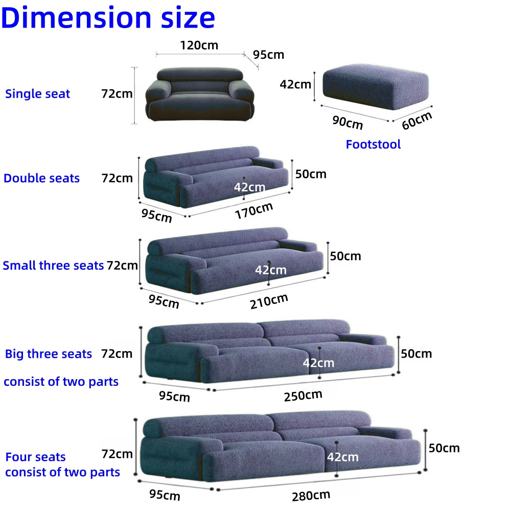 ABC Home Fleece Fabric Overstuffed Multifunction Cloud shaped Sofa Chair set for Livingroom Office