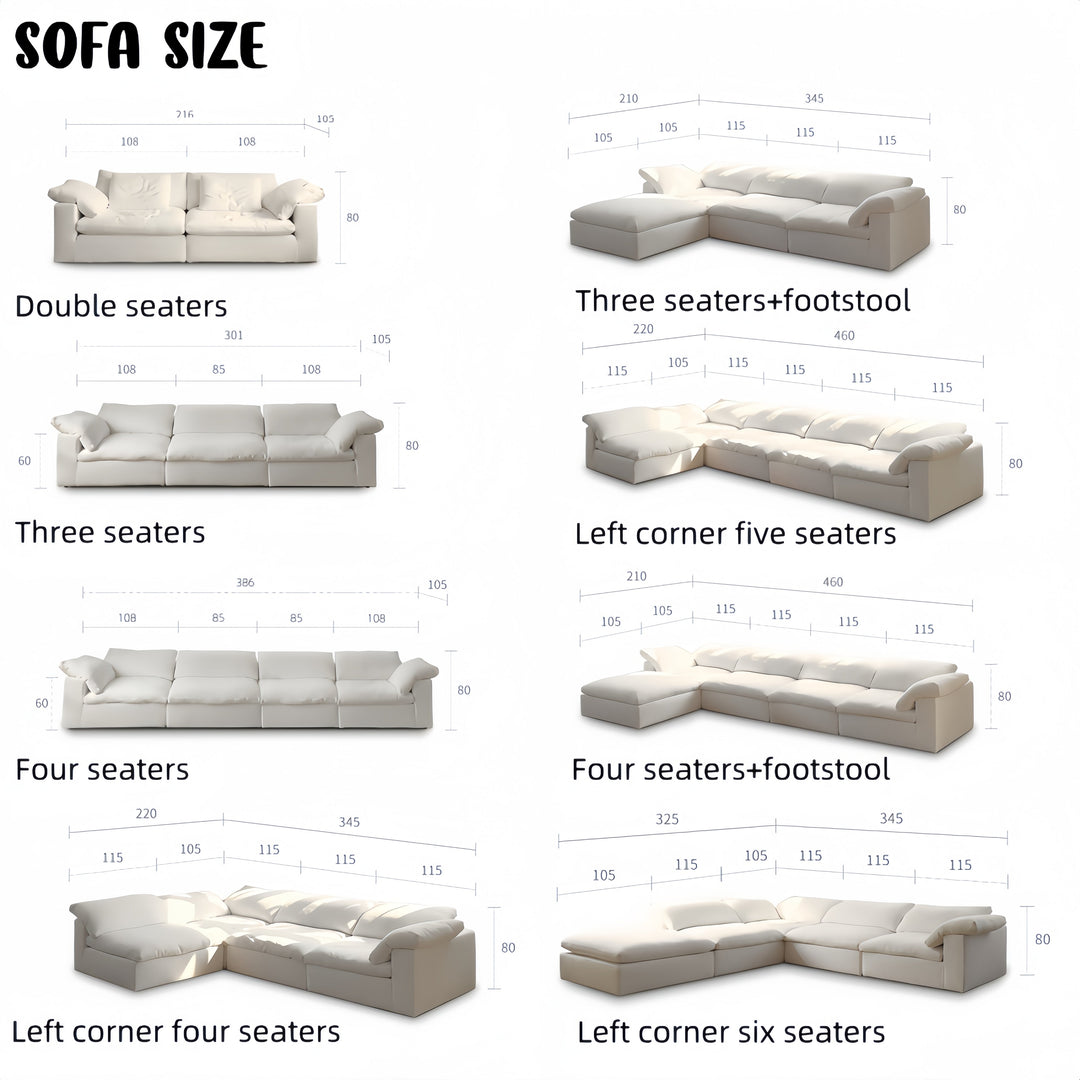 ABC Home Light Luxury Linen Cotton  Fabric Cloud Shaped Sofa set for Livingroom