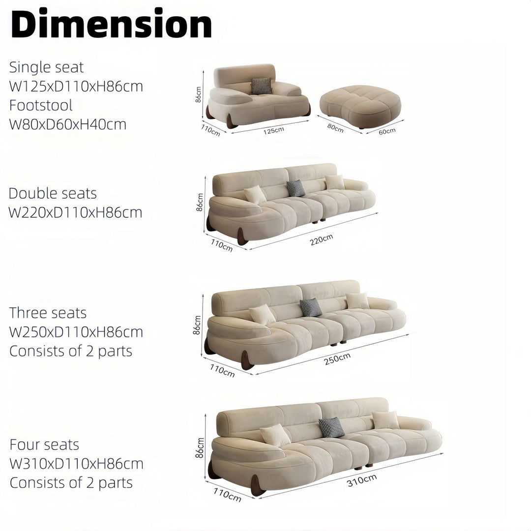 ABC Home Light Luxury Fabric Cloud Shaped Sofa set for Livingroom